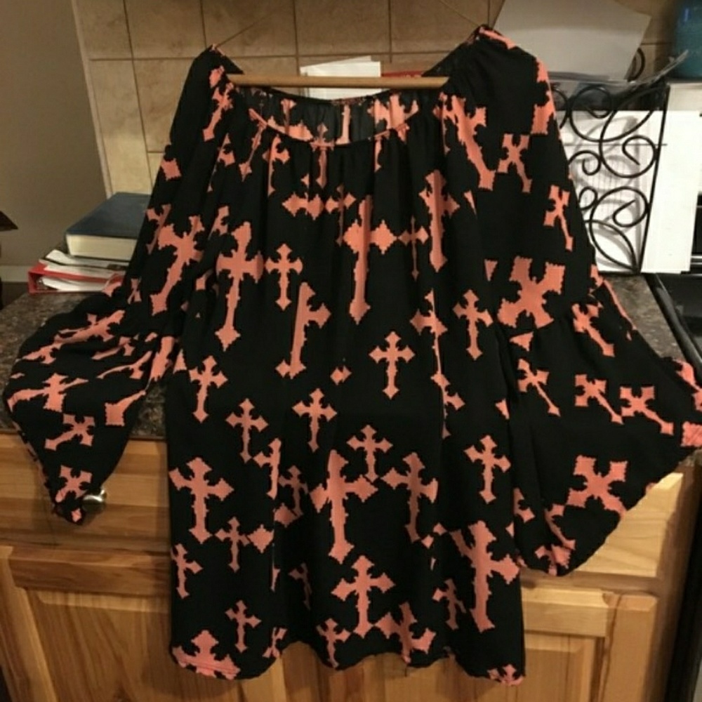 COPY - Bell Dress Tunic with peach crosses